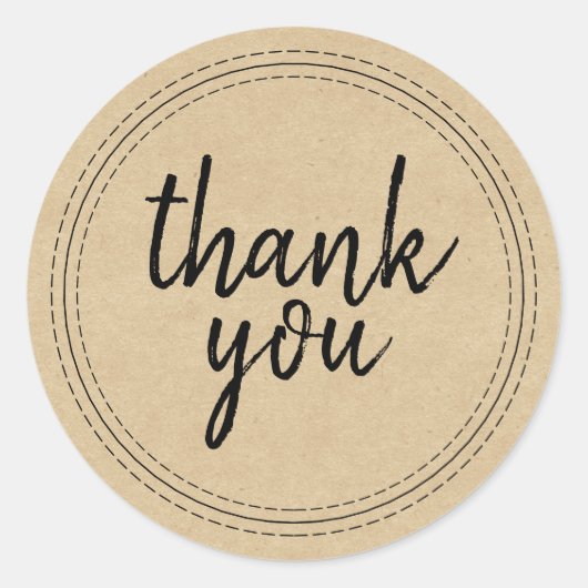Chic Script Kraft Paper Danke Geschenketikett Runder Aufkleber (Vorderseite)