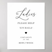 Chic Script Ladys Badezimmer Basket Hochzeitszeich Poster (Vorne)