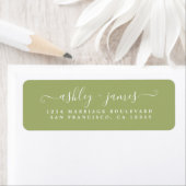 Chic Script Leaf Green Wedding Rücksendeadresse (Insitu)