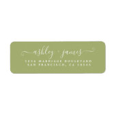Chic Script Leaf Green Wedding Rücksendeadresse (Vorne)