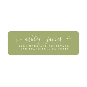 Chic Script Leaf Green Wedding Rücksendeadresse