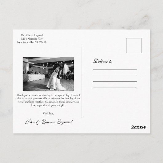 Chic Script Lettered Wedding Vielen Dank Postkarte (Rückseite)