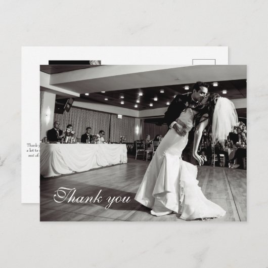 Chic Script Lettered Wedding Vielen Dank Postkarte (Vorne/Hinten)