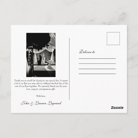 Chic Script Lettered Wedding Vielen Dank Postkarte (Rückseite)