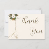 Chic Script Liebe Braun und Cream Floral Hochzeit Dankeskarte (Vorderseite)