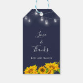 Chic Script Liebe & Danke Sunflower Rustic Wedding Geschenkanhänger (Rückseite)