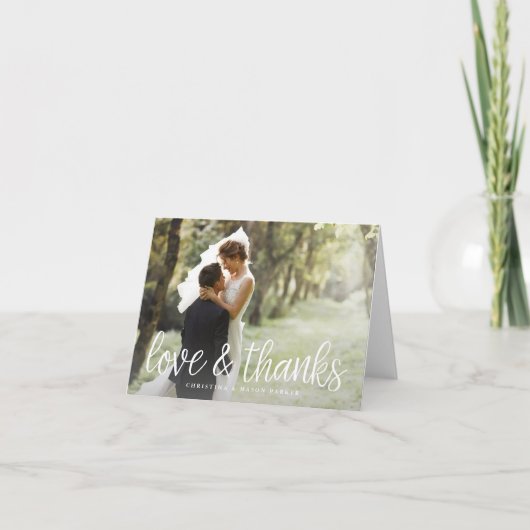 Chic Script | Liebe & Dankeschön-Foto Dankeskarte (Vorderseite)
