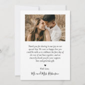 Chic Script Liebe und Dank Foto Collage Hochzeit Dankeskarte (Rückseite)