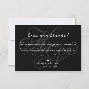Chic Script-Liebe und Dank für HerzensWedding Dankeskarte