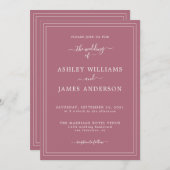 Chic Script Lila Cassis Hochzeitseinladung Einladung (Vorne/Hinten)