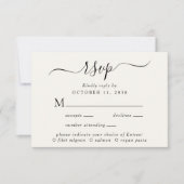 Chic Script Menü Auswahl Cream Wedding RSVP Karte (Vorderseite)
