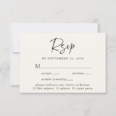 Chic Script Menü Auswahl Cream Wedding RSVP Karte (Vorderseite)