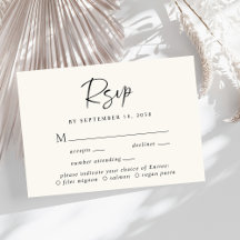 Chic Script Menü Auswahl Cream Wedding