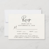 Chic Script Menü Auswahl Cream Wedding RSVP Karte (Vorderseite)