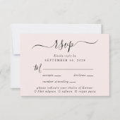 Chic Script Menü Auswahl Rosa Wedding RSVP Karte (Vorderseite)