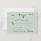 Chic Script Menü Auswahl Sage Wedding RSVP Karte (Vorderseite)