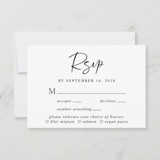 Chic Script Menu Choice Wedding RSVP Karte (Vorderseite)