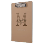 Chic Script Metallic Taupe Gold Monogram Klemmbrett (Links)
