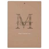 Chic Script Metallic Taupe Gold Monogram Klemmbrett (Rückseite)
