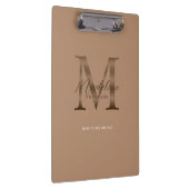 Chic Script Metallic Taupe Gold Monogram Klemmbrett (Rechts)