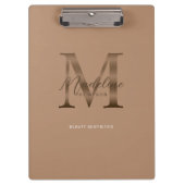Chic Script Metallic Taupe Gold Monogram Klemmbrett (Vorderseite)