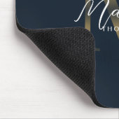 Chic Script Metallisch Navy Blau und Gold Monogram Mousepad (Ecke)