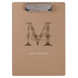 Chic Script Metallisch Taupe Gold Monogramm Klemmbrett