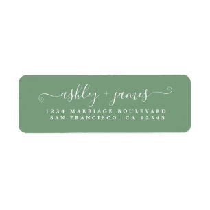 Chic Script Mineral Green Wedding Rücksendeadresse
