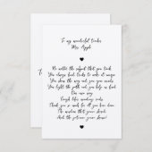 Chic Script Minimal Wertungsgedicht für Lehrer Dankeskarte (Vorne/Hinten)