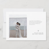 Chic Script Minimalistisch Foto Light Gray Wedding Dankeskarte (Rückseite)