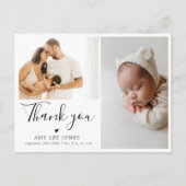 Chic Script Minimalistisch Foto New Baby Vielen Da Postkarte (Vorderseite)