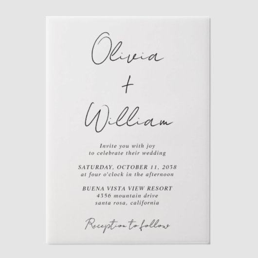 Chic Script Minimalistisch Wedding Pergament Einladungen (Vorderseite)
