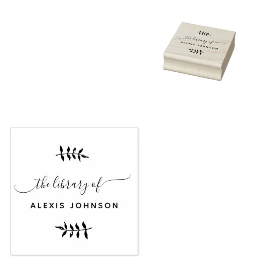 Chic Script Modern Botanical Library Books Gummistempel (Stempel)