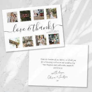 Chic Script Modern Foto Collage Wedding Vielen Dan Dankeskarte