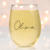 Chic Script Monogram Bachelorette-Brautparty Weinglas Ohne Stiel