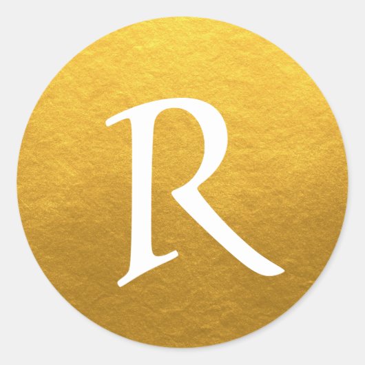 Chic Script Monogram Gold Label Runder Aufkleber (Vorderseite)