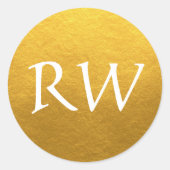 Chic Script Monogram Gold Label Runder Aufkleber (Vorderseite)