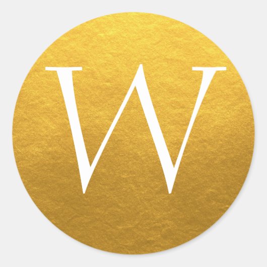 Chic Script Monogram Gold Label Runder Aufkleber (Vorderseite)