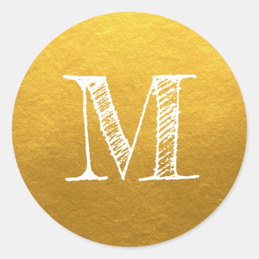 Chic Script Monogram Gold Label Runder Aufkleber (Vorderseite)
