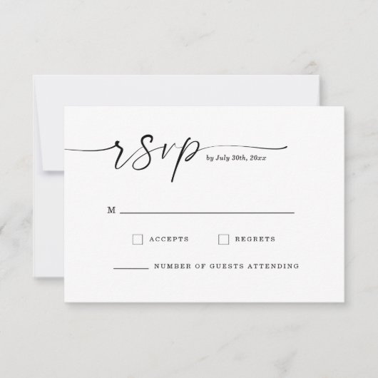 Chic Script Monogram Wedding Response Card Save The Date (Vorderseite)