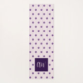 Chic Script Monogramm Blumen Rosa Violett Gestreif Yogamatte (Rückseite)