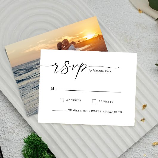 Chic Script Monogramm Hochzeitsantwortkarte Save The Date