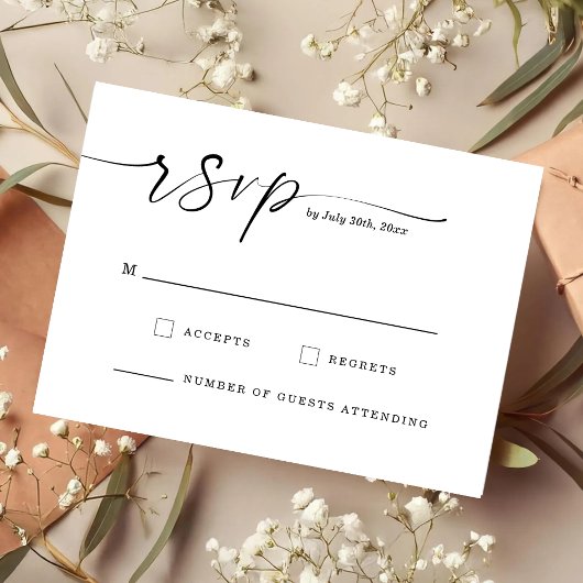Chic Script Monogramm Hochzeitsantwortkarte Save The Date