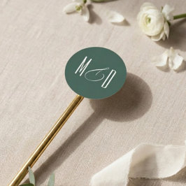 Chic Script Monogramm klassische Hochzeit Runder Aufkleber