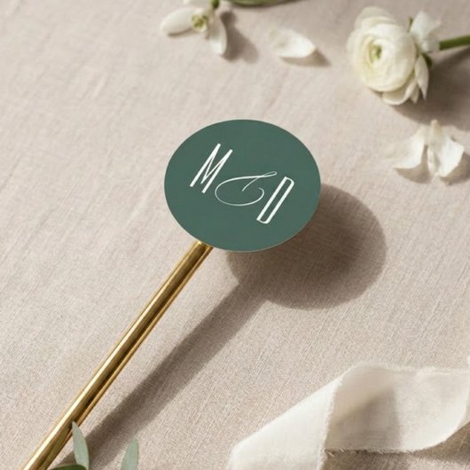 Chic Script Monogramm klassische Hochzeit Runder Aufkleber