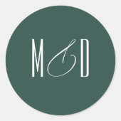 Chic Script Monogramm klassische Hochzeit Runder Aufkleber (Vorderseite)