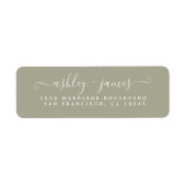 Chic Script Moss Gray Wedding Rücksendeadresse (Vorne)