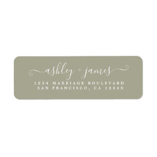 Chic Script Moss Gray Wedding Rücksendeadresse