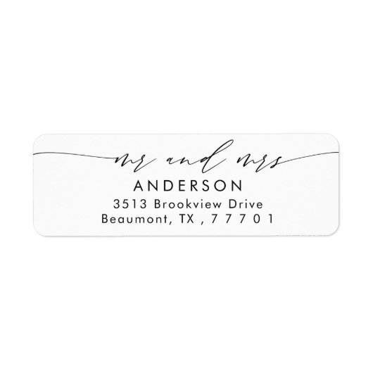 Chic Script Mr & Mrs Return Address Label (Vorne)