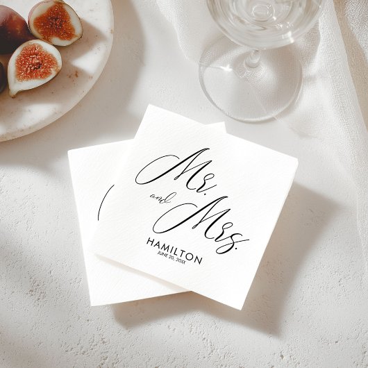 Chic Script Mr & Mrs Wedding Reception Napkins Serviette